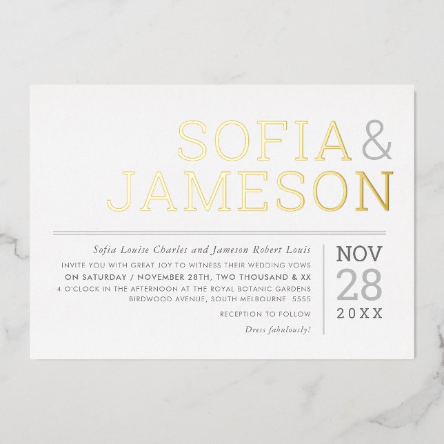 MINIMAL WEDDING simple modern type soft pale grey (Front)