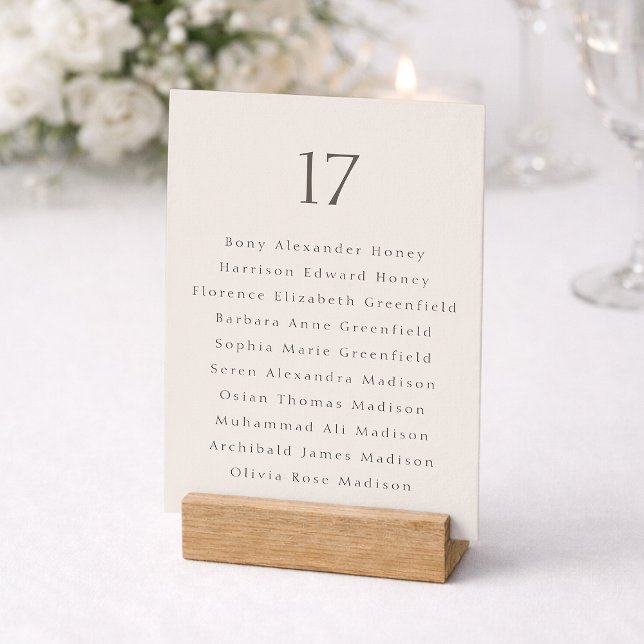 Minimal Wedding Table Number with Guest List (Creator Uploaded)