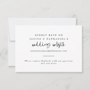 Minimal Wedding Website Calligraphy RSVP Card