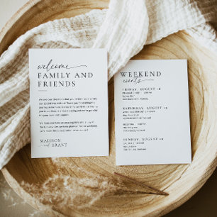 Minimal Wedding Welcome Bag Letter Timeline Card