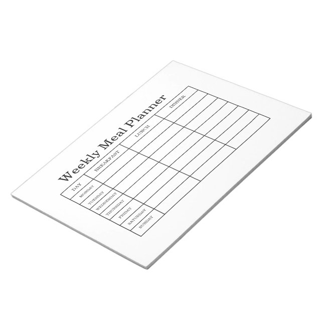 Minimal Weekly Meal Planner Notepad (Angled)