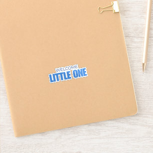 Minimal Welcome Little One Baby Boy Shower Sticker