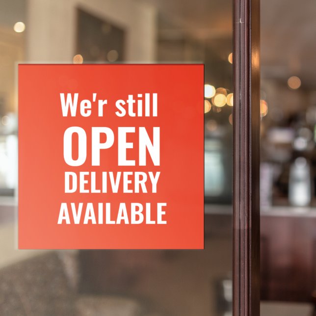 Minimal We're Still Open Red Window Cling (Creator Uploaded)