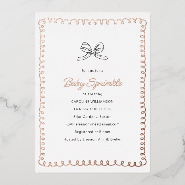 Minimal Whimsical Baby Sprinkle Shower Rose Gold (Front)