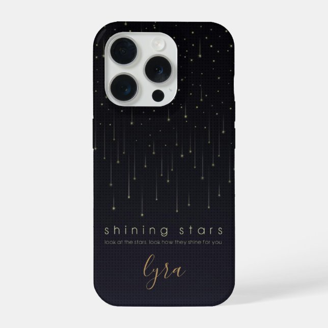 Minimal whimsical shinning stars personalisable iPhone case (Back)