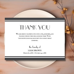 Minimal White and Dark Grey Border Memorial Thank You Card