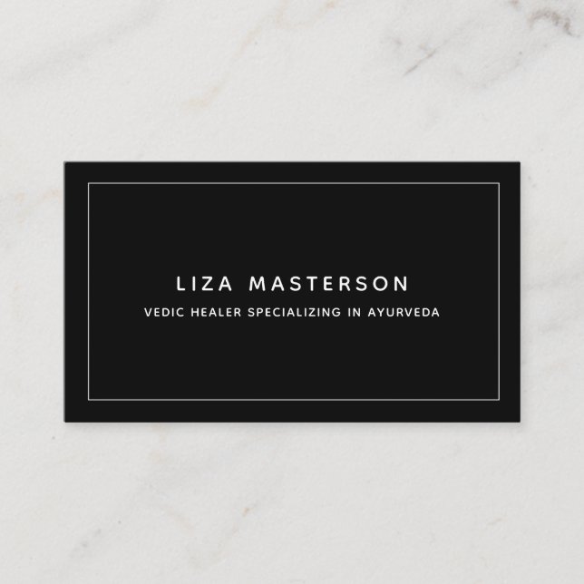 Minimal White Black Healer Alternative Medicine Business Card (Front)