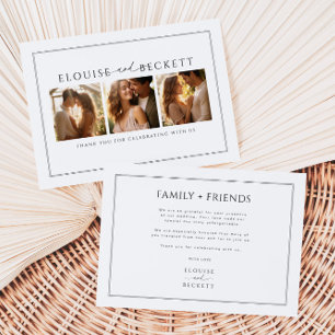 Minimal White Black Photo Wedding Thank You Card