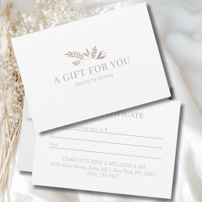 Minimal White Botanical Business Gift Certificate (Minimal White Botanical Business Gift Certificate)