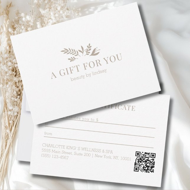 Minimal White Botanical Business QR Code (Minimal White Botanical Business QR Code)