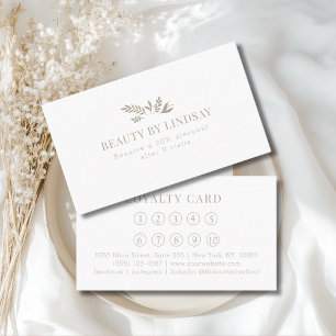 Minimal White Botanical Salon Loyalty Business Card