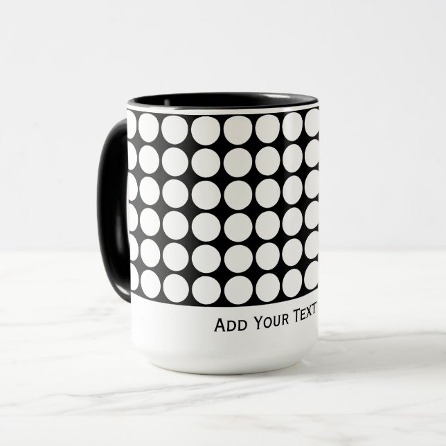Minimal White Dots on Solid Black Background Mug (Front Left)