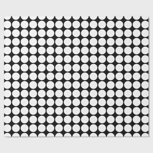 Minimal White Dots on Solid Black Background Wrapping Paper (Flat)