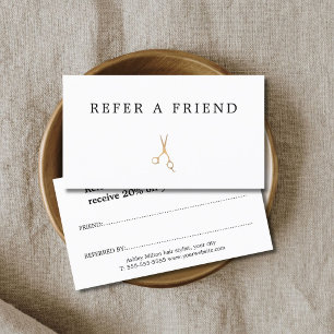 Minimal White Faux Gold Scissors Hair Stylist Business Card