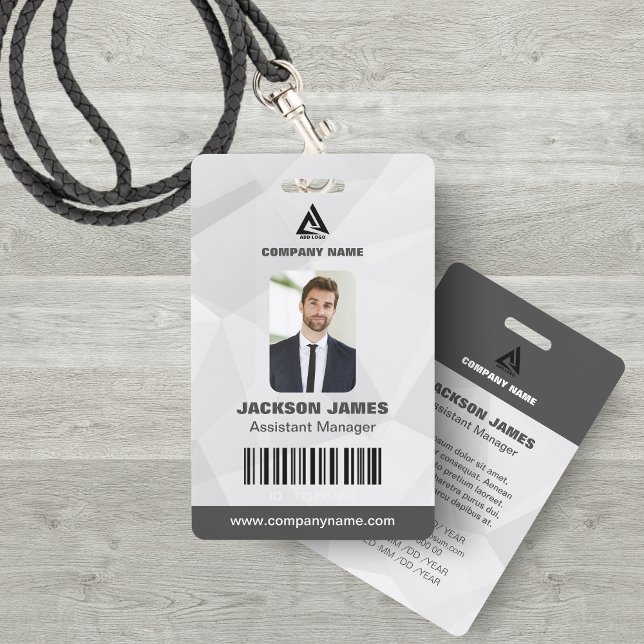 Minimal White Geometric and Grey Company ID Card ID Badge (Creator Uploaded)