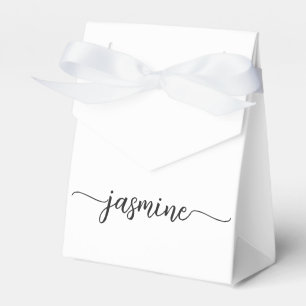 Minimal White Girly Monogram Name Script  Favour Box