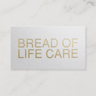 Minimal White & Gold Embossed Text Yoga Instructor Business Card