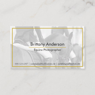Minimal White Gold Horse/Equestrian Photographer Business Card