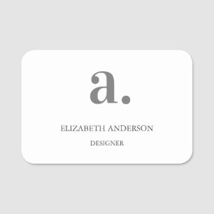 Minimal White Grey Employee Staff Name Tag