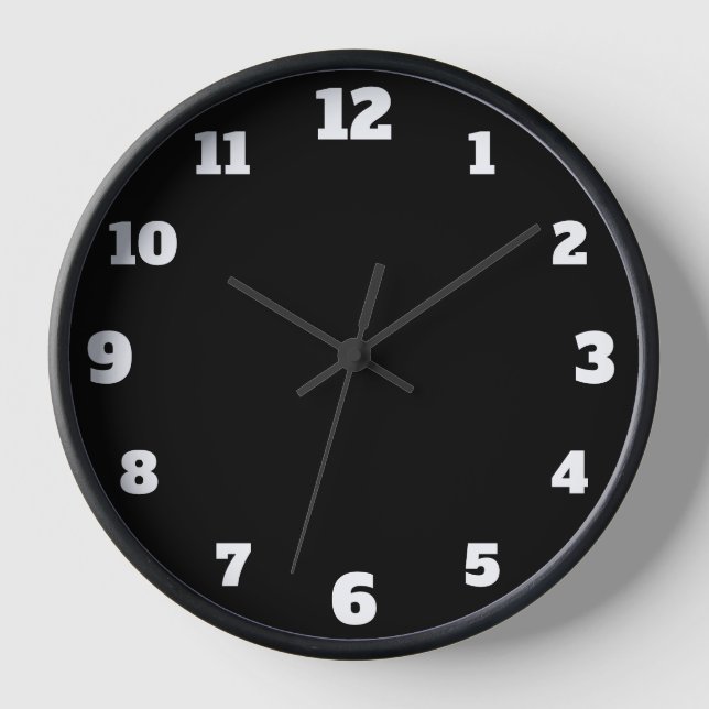 Minimal White Large Numbers | Minimal Black Clock (Front)