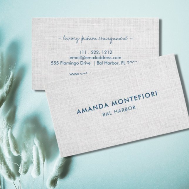 Minimal White Linen Texture Modern Professional Business Card (Creator Uploaded)