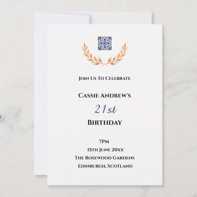 Minimal White Milestone Birthday Invitation (Front)