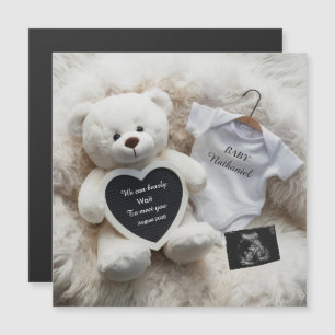 Minimal white Neutral Pregnancy announcement 