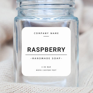 Minimal white or custom colour square product labe sticker