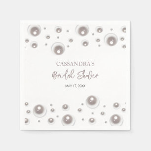 Minimal White Pearl Bridal Shower  Napkin