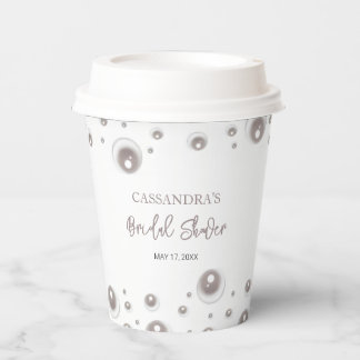 Minimal White Pearl Bridal Shower  Paper Cups