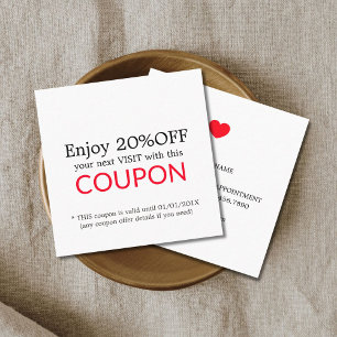 Minimal White Red Heart Beauty Discount Coupon