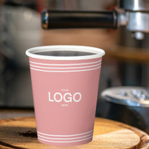 Minimal White Stripes Custom Logo on Pink Blush