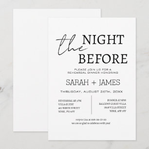 Minimal White the Night Before Rehearsal Dinner Invitation