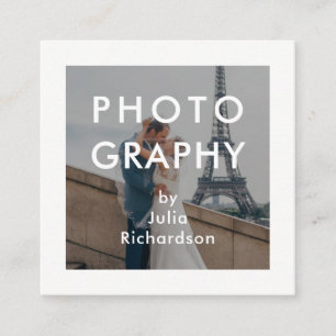 Minimal White Two Photos for Photographers Square Business Card
