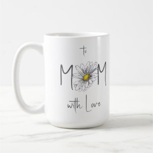 Minimal White Watercolor Daisy Mom Mothers Day Coffee Mug