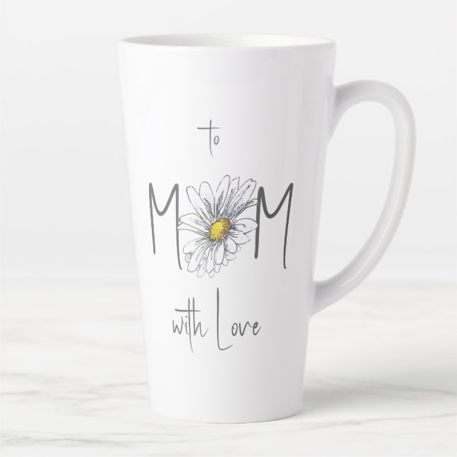Minimal White Watercolor Daisy Mom Mothers Day  Latte Mug (Right)