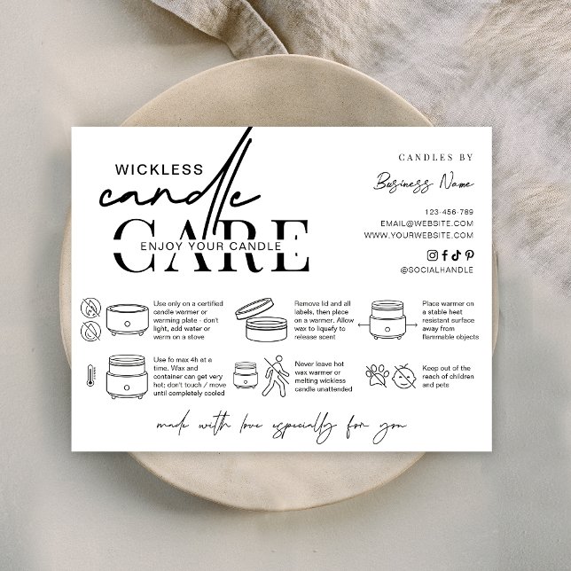 Minimal Wickless Candle Safety Instructions Guide Thank You Card (Creator Uploaded)