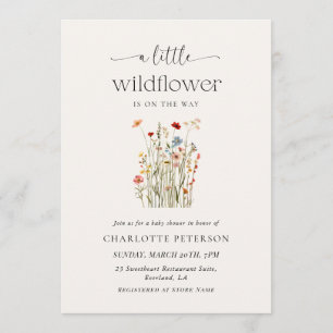 Minimal Wildflower Baby Shower Invitation