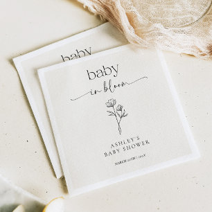 Minimal Wildflower Baby Shower Invitation Napkin
