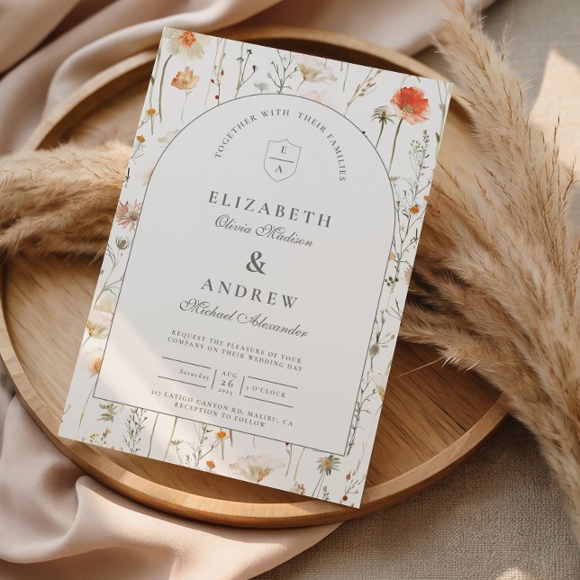 Minimal Wildflower Botanical Wedding Invitation (Creator Uploaded)