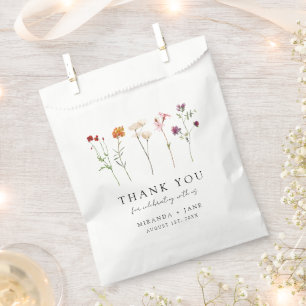 Minimal Wildflower Lesbian Pride Floral Wedding Favour Bag