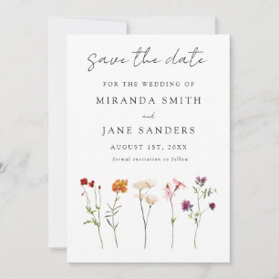 Minimal Wildflower Lesbian Pride Floral Wedding Save The Date