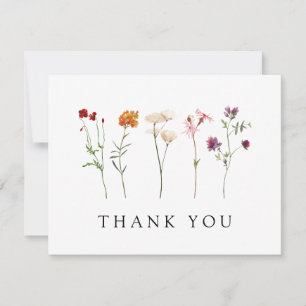 Minimal Wildflower Lesbian Pride Floral Wedding Thank You Card