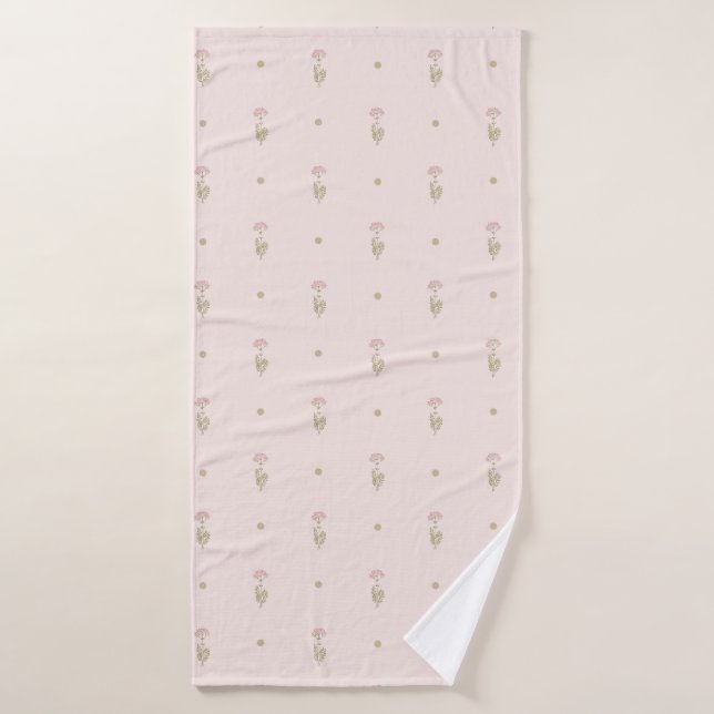 Minimal Wildflower Pattern with Dots Bath Towel (Bath Towel)