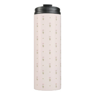 Minimal Wildflower Pattern with Dots, Thermal Tumbler