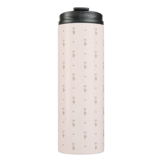 Minimal Wildflower Pattern with Dots, Thermal Tumbler (Front)