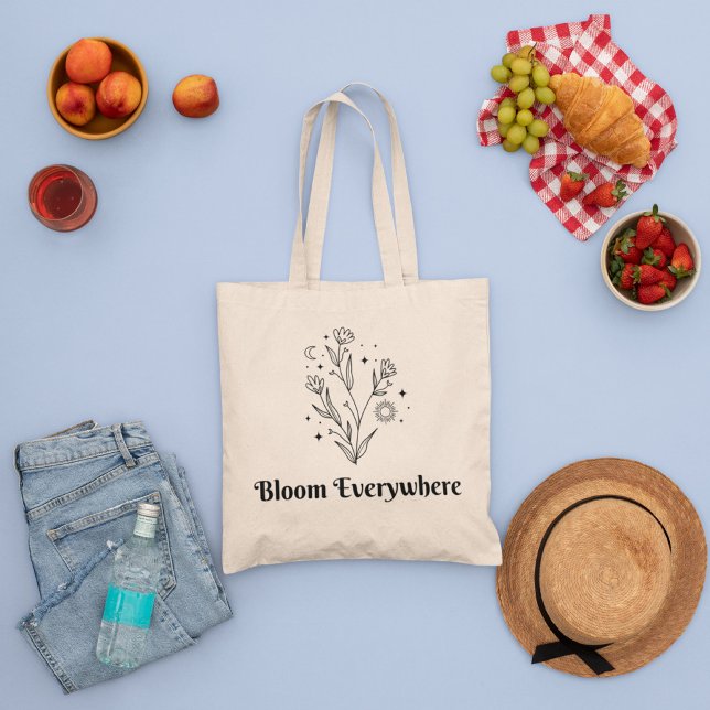 Minimal Wilf Flowers , aesthetic minimal boho Tote Bag (Creator Uploaded)