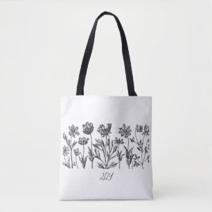 Minimal Wilf Flowers , bohemiam minimal Tote Bag
