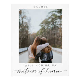 Minimal Will you be my Matron of Honour Photo Chic Print