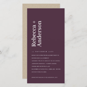 MINIMAL WINE PLUM TYPOGRAPHY ENGAGEMENT INVITE
